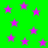 Green background with scattered pink stars, no visible motion or text elements.