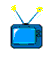 Six pixelated TV icons arranged in two , each with blue screen and white border; top has yellow antenna tips while bottom shows text on screens