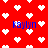 Red background with white pixelated hearts and blue text reading 'kaylyn' in multiple positions.
