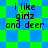 Pixelated text 'i like girlz and deer' on a green-and-blue checkered background with animated diamond-shaped pattern transitions.