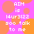 Pixelated text on a pink background with orange circles, repeating 'AIM is 14up3122 500 talk to me' in a pattern