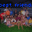Pixelated image showing multiple figures on a grassy field with blue text reading 'best friends' at the top.