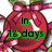 Red Christmas ornament with pink bow and green holly, displaying changing text in green pixelated font over the ornament.