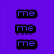 A four- displays text and a photo: purple background with 'me' repeated, black background with 'im so cool im HOT', gray , and a person in white shirt holding camera