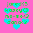 Pixelated green text lists names above cyan hearts on a pink background, with two distinct heart arrangements visible.