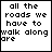 A 5x4 contact sheet of animated frames showing a text-based animation where words change sequentially to form the lyrics "all the roads we have to walk along are winding and all the lights that lead us there are blinding" with pink highlighted letters on black-and-white background.