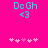 Cyan text 'De Gh' and '<3' on bright pink background with five pink heart icons below, two versions of the same static image side-by-side.