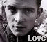 Black-and-white image of a person with short hair wearing dark clothing, repeated in six with text "Love" below each