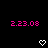 Two identical pink digital time displays and white pixelated heart icons on a black background.