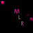 Animated sequence of pink 'MLR' text with shifting star positions on black background, stars transition from scattered to clustered around letters.