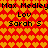Pixelated red and orange heart-patterned background with repeated text elements in black pixel font.