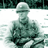 Static 48x48 pixel icon showing a stylized figure in military attire with helmet and uniform, set against dark green foliage background on white field.