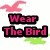 Pixelated icon with four distinct sections: pink bird, gray moose, black butterfly, and text overlays in various colors.