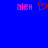 Blue background with pink text 'aleh' on left and right, red pixelated heart symbol in center.