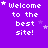 Purple background with white pixelated text reading 'Welcome to the best site!' and scattered white stars, some of which move across frames.