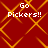 Red background with orange diamond lattice pattern and white text reading "Go Pickers!!" in four identical quadrants.