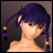 Pixelated anime-style character with purple braided hair and yellow beads, wearing a yellow strap top, against a dark background with 'Anime IM' text.