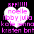 Four identical heart-shaped icons with pink text listing names over a black background, each displaying 'BFF!!!!!' at the top.