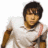 Pixelated image of a person with dark hair wearing a white shirt, holding an object in the right hand against a plain background.