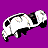 Pixelated white car with black accents rotates against a solid purple background, viewed from three distinct angles in sequence.