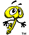 Yellow cartoon key character with large eyes and black limbs in various poses on gray background, each frame marked 'TM' below.