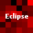 Red and black pixelated with four instances of the word "Eclipse" in white text, each positioned at different corners