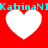 Red background with four white hearts and cyan text repeating 'KabinaN' horizontally across top and bottom.