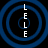 Four identical blue concentric circle patterns on black background with vertical white text 'LELE' in each quadrant.