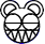 Black-and-white cartoon head with mouse ears, changing eye shapes and mouth expressions across frames; one frame shows dollar signs in eyes.