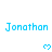 Pixelated blue text 'Jonathan' repeated across a white background with small blue heart symbols below each instance.