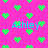 A static image with a bright pink background filled with green pixelated hearts and repeated blue text reading "Ashley".