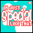 15 pixel-art style icons featuring the text 'I JUST spood like that' on a cyan background with white clouds, each icon displaying different color variations for the main text