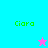 Four quadrant with cyan, light blue, pink backgrounds; green 'Ciara' text in each top-left corner; two pixelated star icons (pink and cyan) appear at bottom-right of respective quadrants