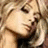 Pixelated image of a person with light hair on left, pink text on black background on right.