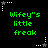 Green text reading "Wifey's little freak" on black background with white and gray star-shaped corner markers.