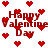 Red pixelated hearts and 'Happy Valentine Day' text scattered across a white background with varying opacity and position.