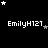 Black background with white text 'EmilyH121' repeated across three , surrounded by scattered star symbols in varying sizes and shades of gray