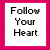 Pixel art animation of stick figures and hearts on a white background with pink accents, featuring text "Follow Your Heart" in the top-left corner.