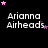 A black background displays repeated 'Arianna Airheads' text with pink and purple stars, where star positions shift across frames.