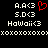 Static pixel art displays white text on black background with red heart symbol replacing the 'o' in 'Hawaii<3'.