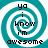 Four identical pixelated spiral icons with teal and white stripes, each displaying the text "ya i know i'm awesome" in black block letters.