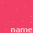 Pink background with scattered yellow stars and four instances of the word 'name' in light pink text arranged in two