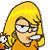 Pixelated cartoon character with blonde hair and glasses in nine sequential expressions showing mouth, eye, and head movements.