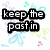 Pixelated text phrases on a white background with pastel floral and heart motifs, featuring black outlined letters.