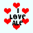 Pixelated red hearts surround black text reading "I LOVE ALE" on a light background with animated heart variations.
