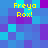 Pixelated of blue and purple squares with yellow text reading 'Freyo Rox!' in four corners