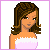 Pixel art contact sheet showing a female character in an orange and white dress on the left, with text "dont mess wit me!" arranged vertically on the right against a pink border.
