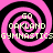 Four identical pink and black spiral patterns arranged in a , each containing text reading "GO OAKLAND GYMNASTICS"