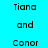Pixelated text on cyan background with green horizontal bars over 'Tiana' and 'and' in different frames.