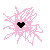 Pixelated pink starburst with black heart center; right variant has 'splat' text above it.